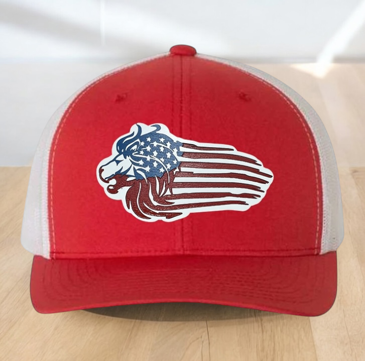 "This Is My Pride Flag" Custom Trucker Hat, w/ an Engraved Acrylic USA Flag Patch, One SizeFit Most, USA Dad Gifts, Adjustable Mesh Snapback Closure