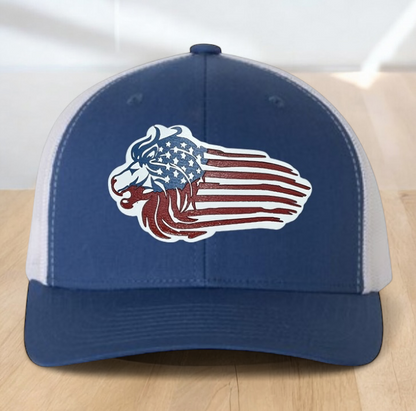 "This Is My Pride Flag" Custom Trucker Hat, w/ an Engraved Acrylic USA Flag Patch, One SizeFit Most, USA Dad Gifts, Adjustable Mesh Snapback Closure