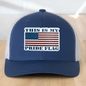 "This Is My Pride Flag" Custom Trucker Hat, w/ an Engraved Acrylic USA Flag Patch, One SizeFit Most, USA Dad Gifts, Adjustable Mesh Snapback Closure
