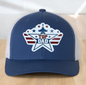American Flag Custom Trucker Hat, w/ a Engraved Acrylic Top Dad Patch, One Size Fit Most, USA Dad Gifts, Adjustable Mesh Snapback Closure