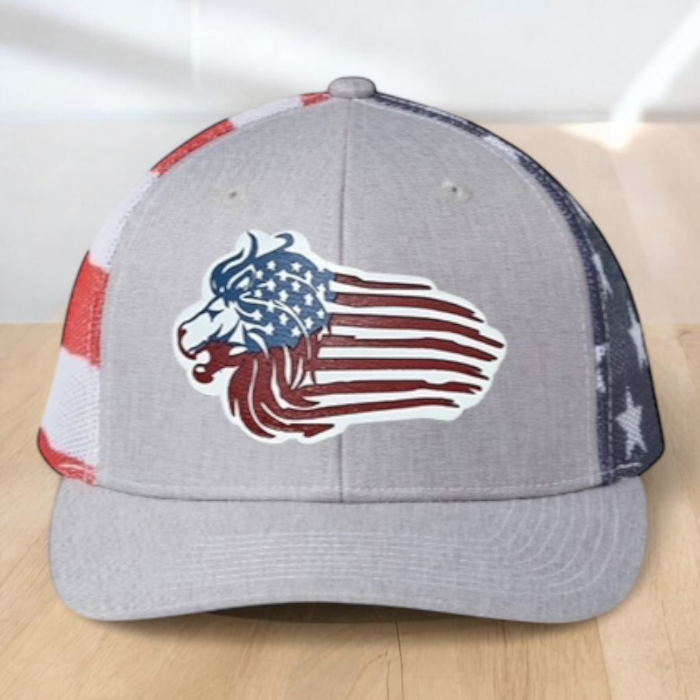 "This Is My Pride Flag" Custom Trucker Hat, w/ an Engraved Acrylic USA Flag Patch, One SizeFit Most, USA Dad Gifts, Adjustable Mesh Snapback Closure