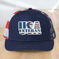 American Flag Custom Trucker Hat, w/ a Engraved Acrylic USA Veteran Flag Patch, One Size Fit Most, USA Dad Gifts, Adjustable Mesh Snapback Closure