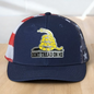 Patriotic Custom Trucker Hat, with "Don't Tread On Me", Engraved Patch, One Size Fit Most, US Military Gifts, Adjustable Mesh Snapback Closure