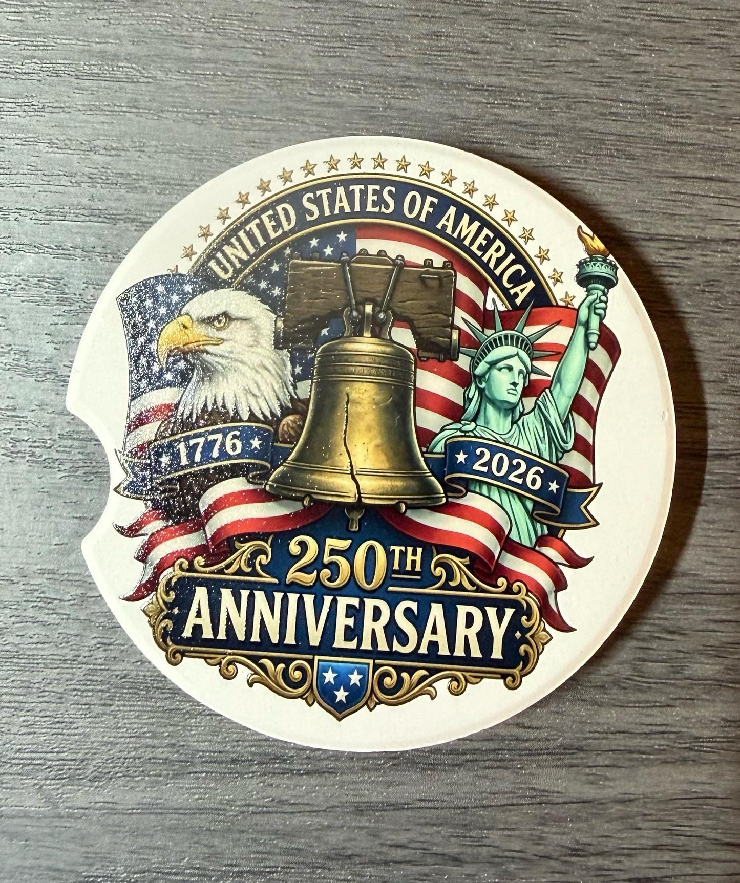 We The People 250th Anniversary Celebration Custom Car Coasters (Set of 2) Absorbent Cup Holder __etsy:8145964508
