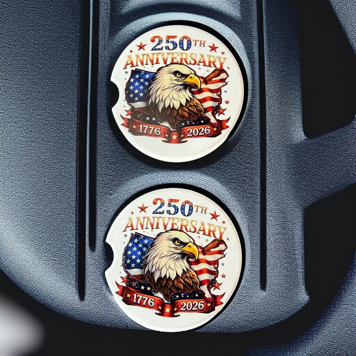 250th Anniversary Celebration Custom Car Coasters (Set of 2) Absorbent Cup Holder __etsy:8146000508