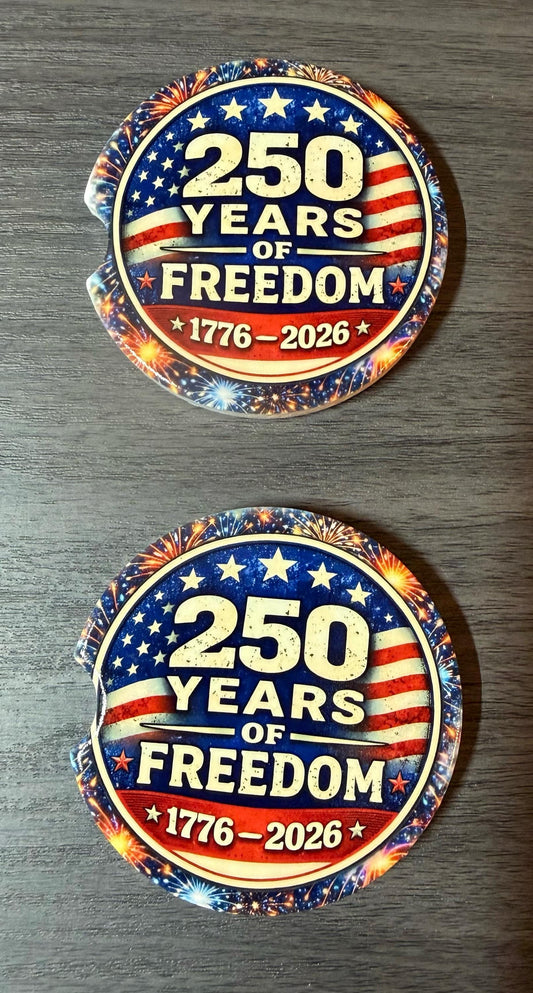 250th Anniversary Celebration Custom Car Coasters (Set of 2) Absorbent Cup Holder __etsy:8145875902