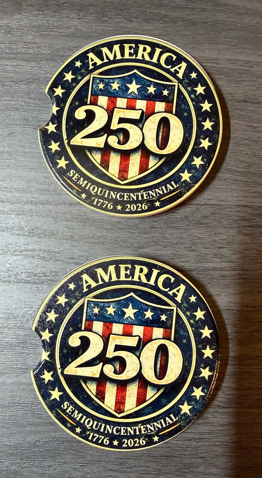 250th Anniversary Celebration Custom Car Coasters (Set of 2) Absorbent Cup Holder __etsy:8146128624