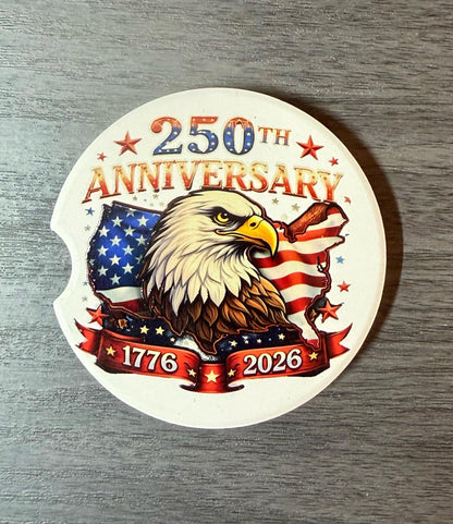 250th Anniversary Celebration Custom Car Coasters (Set of 2) Absorbent Cup Holder __etsy:8193897681